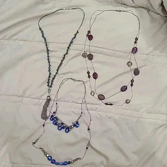 #5 set of 3 fashion necklaces beaded chain tassel - Picture 1 of 4